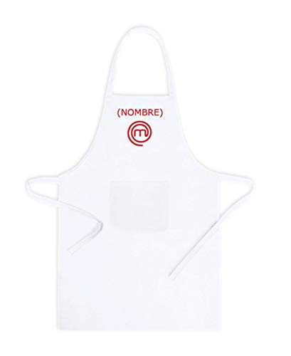 Delantal Masterchef Junior. PERSONALIZACION Nombre. Delantal Cocina niños y niñas. (Blanco)