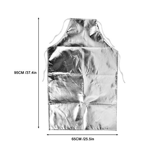 Delantal resistente al calor - KSTEE Delantal resistente a las llamas aluminizado Trabajo de seguridad Resistente al calor Soldadura industrial Delantal Cocción resistente al calor a 1000 grados