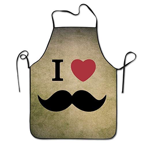 Delantales De Cocina Amo A Mi Padre Corazón Rojo Bigote Negro A Granel Simple Hogar Suave Delantales De Cocina Ajustables Barbacoa Panadería Restaurante Mujeres Día De La Madre Uni