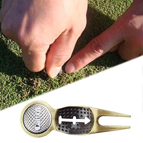 delibett Herramienta De Reparación De Golf Golf Divot Tool Metal Golf Marker Pitchfork Marcador para Golf Entrenamiento Ayudas