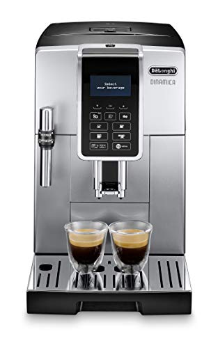 De'Longhi Dinamica ECAM 350.35.SB Cafetera Independiente, Totalmente Automática, Pantalla LCD y Botones Táctiles, 1450 W, 15 Bares, Negro/ Plata