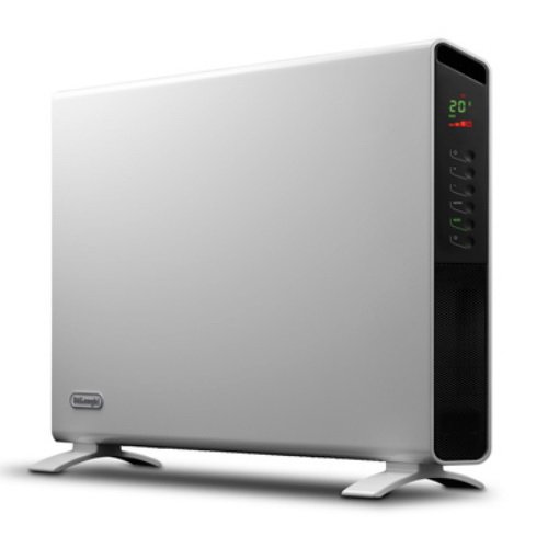 De'longhi HCX9120E - Convector slim style con función eco, 800 w, 2000 litros, acero inoxidable y plástico, blanco y negro