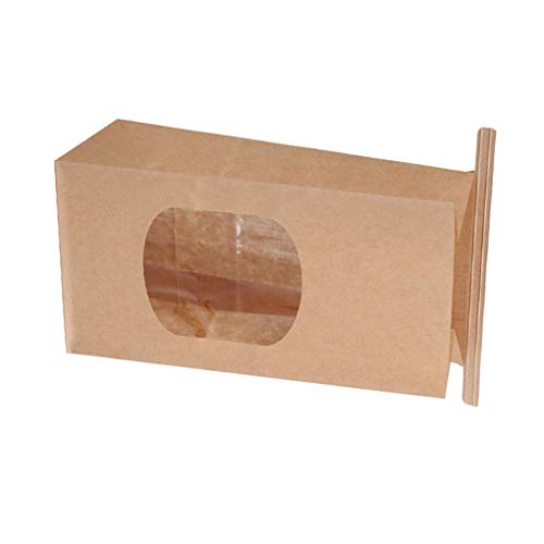 Demino 50pcs Panadería Bolsas con Ventana Clara de Sellado Grasa café Panadería Prueba Kraft Bolsa de Papel para Alimentos Snacks Cookies café, S