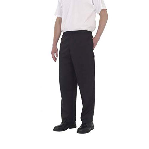 Dennys - Pantalones Unisex elásticos de chefs/cocineros (4XL/Negro)