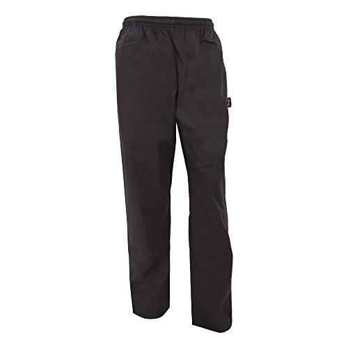 Dennys - Pantalones Unisex elásticos de chefs/cocineros (4XL/Negro)