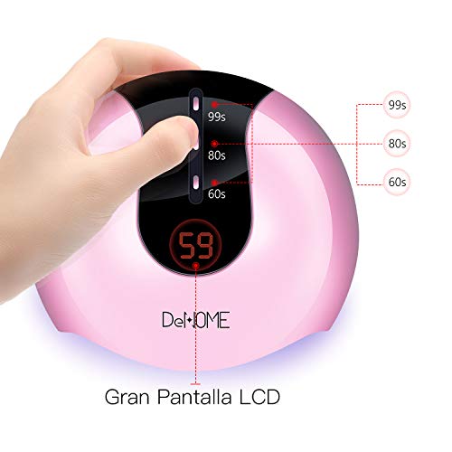 DeNOME Lámpara LED UV Uñas Profesional Maquillaje Uñas/Sensor para uñas de gel y Toe Nail Curing/con 3 Temporizadores(Rosa)