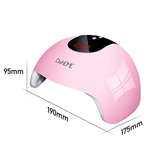 DeNOME Lámpara LED UV Uñas Profesional Maquillaje Uñas/Sensor para uñas de gel y Toe Nail Curing/con 3 Temporizadores(Rosa)