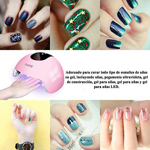 DeNOME Lámpara LED UV Uñas Profesional Maquillaje Uñas/Sensor para uñas de gel y Toe Nail Curing/con 3 Temporizadores(Rosa)