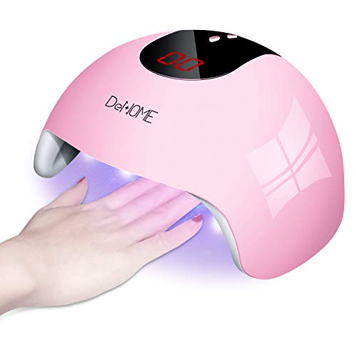 DeNOME Lámpara LED UV Uñas Profesional Maquillaje Uñas/Sensor para uñas de gel y Toe Nail Curing/con 3 Temporizadores(Rosa)