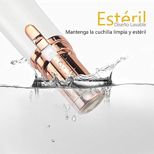 Depiladora Facial Mujer Electrica, Removedor de Vello Impecable, Afeitadora sin dolor para Mujer Impermeable para Mejillas Labios Barbilla y Cuello de Mujeres con Luz LED Incorporada Batería