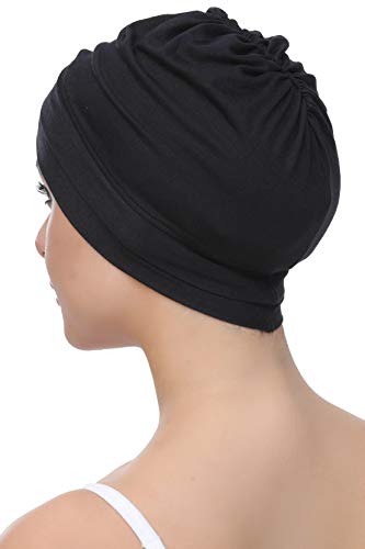 Deresina W gorro de algodón para la quimioterapia, la pérdida de cabello (Negro)