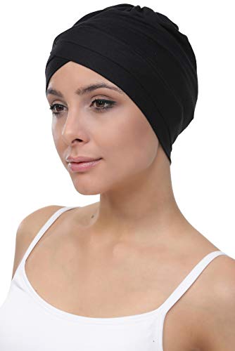 Deresina W gorro de algodón para la quimioterapia, la pérdida de cabello (Negro)