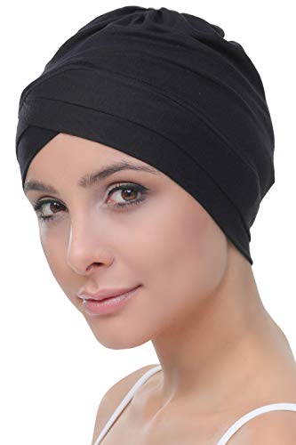 Deresina W gorro de algodón para la quimioterapia, la pérdida de cabello (Negro)