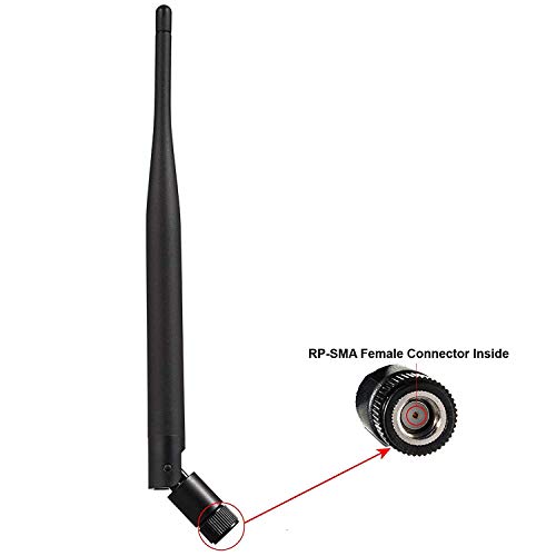 Dericam Universal 2.4G 5dBi Antena WiFi para cámara de Seguridad/enrutador, WiFi Booster, Antena extraíble, Wireless Range Expander, Conector Hembra RP-SMA Dentro, 2.4G, 5dBi, Negro