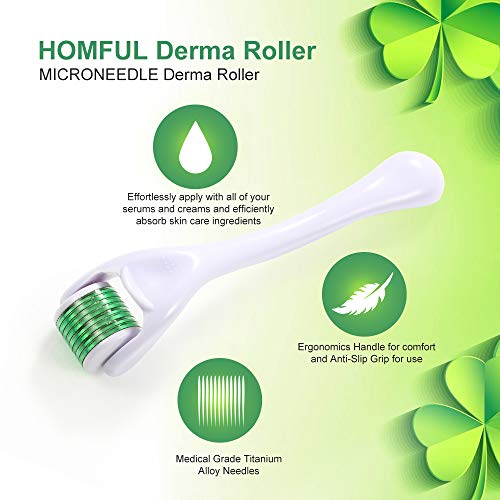 Dermaroller 0.5mm Titanio, Homful Derma Roller Facial 540 Micro Agujas para la eliminación de arrugas, reparar el tejido de la piel, disminuir la pérdida de cabello