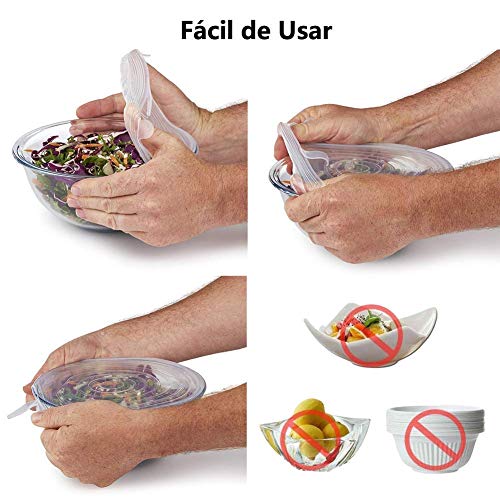 Dersoy Tapas de Silicona EláSticas 18 Paquetes de Varios Tamaños de Fundas para Tazones de Silicona, para Conservación de Alimentos, Lavavajillas, Boles o Tarros, Reutilizable