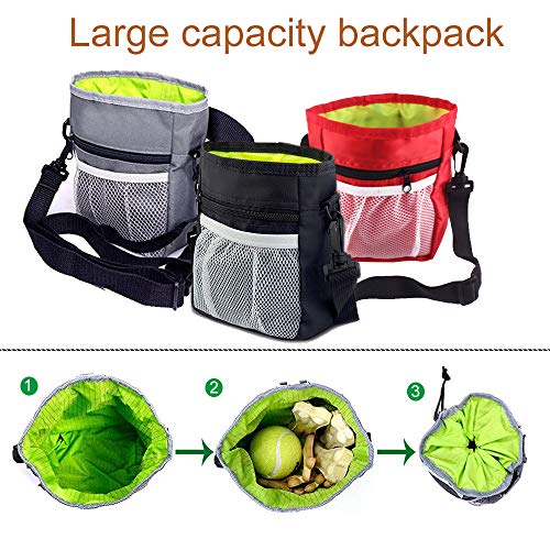 DERU Bolsa de Entrenamiento para Perros, Bolsa para Entrenamiento Portátil, Bolsa para Golosinas para Mascota, Bolsa Premios Perro Resistente Al Agua con Dispensador de Bolsa Caca(Gris)