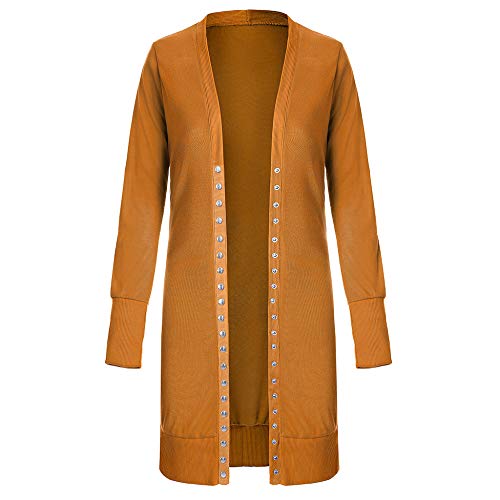 Desconocido Abrigo 2019 de otoño e Invierno para Mujer, Cortavientos de Longitud Media, tamaño Grande, Chaqueta de cárdigan con Botones roscados Naranja Naranja XL