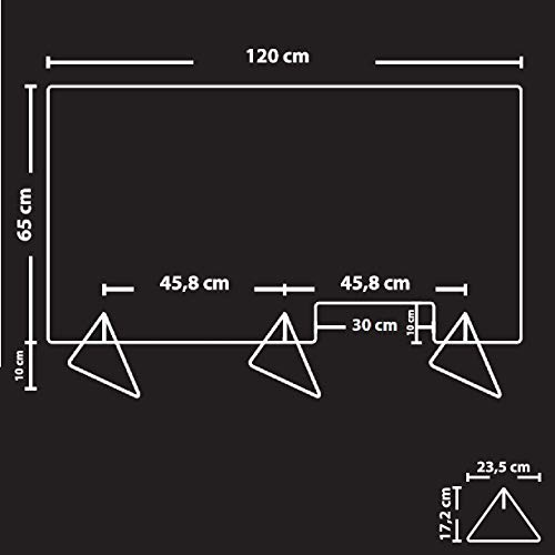 Desconocido Mampara de metacrilato Transparente para Colgar del Techo o de pie en mostrador. Kit de Montaje Incluido. Entrega 48-72 Horas (1200x 650 x 3 mm sin ventanilla)