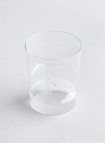 Desconocido Pack 100 Vaso Chupito Plástico Acabado Cristal. Cap. 40ml. Vasos de plástico para cumpleaños, Fiestas, etc.- Reutilizable, Lavable