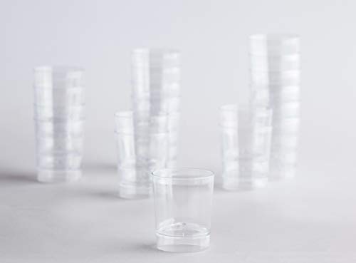 Desconocido Pack 100 Vaso Chupito Plástico Acabado Cristal. Cap. 40ml. Vasos de plástico para cumpleaños, Fiestas, etc.- Reutilizable, Lavable