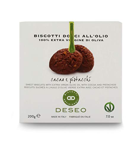 Deseo Galletas de Aceite de Oliva con Cacao y pistachos, SIN Huevo - Lote de 12 x 200gr