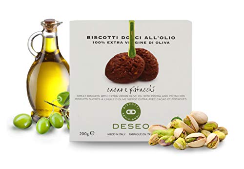 Deseo Galletas de Aceite de Oliva con Cacao y pistachos, SIN Huevo - Lote de 12 x 200gr