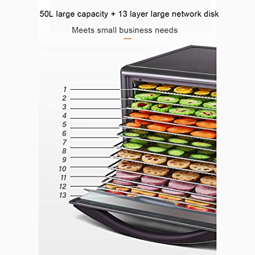 Deshidratadora De Frutas Industrial,Secadora De Ropa Grande Rectangular EléCtrica Comercial,600 W De Alta Potencia,50L De Gran Capacidad,Secador De Frutas Y Verduras De 13 Capas,Grey