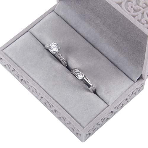 DesignSter Terciopelo Anillo de Caja/Zafiro Hueco Caja Joyero/Anillo de Boda Caja Velvet Ring Box para Anillos