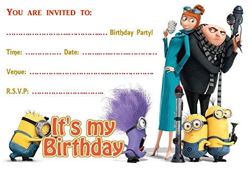 Despicable Me Minions V3 A5 tamaño Invitaciones de Fiesta – 20 por Paquete en Papel Brillante