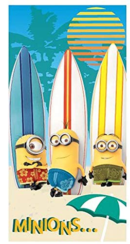 Despicable Me Toalla de Baño Playa Piscina Minions Bob Kevin y Stuart -Surferos- 140 x 70 cm - 100% Algodón EP4324