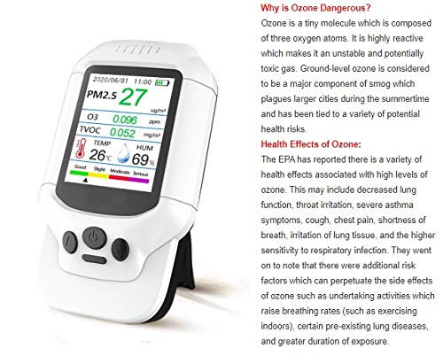 Detector Analizador Medidor ozono O3 03 y Calidad del Aire TVOX Laser PM2.5 PM1.0 PM10 AQI Index portátil Ozone