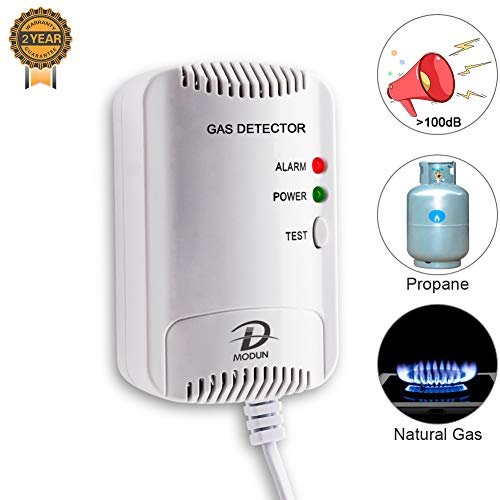 Detector de Gas, Sensor fugas de LPG/Gas Natural/gas de Carbón, Monitor de Metano Propano Butano, Advertencia de luz Estroboscópica, Alarma de gas enchufable adecuado para cocina, casa móvil, garaje