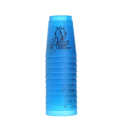 DEWEL 12 Vasos de Plástico para Practicar Stacking con 1 Bolsa y 1 Polo Portátil para Guardar Color de Azul