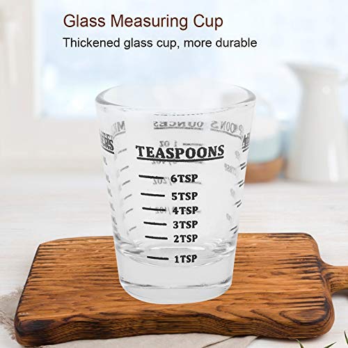 Dewin Taza medidora OZ - Taza medidora de Vidrio pequeño, oz/ml/cucharadita/Cucharada, 4 Escalas 1ounce 30ml Herramienta de Cocina