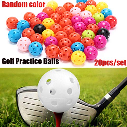 Deyan 20 Piezas Bolas de Entrenamiento de Golf Coloridas Bolas de práctica de Golf Flujo de Aire Bolas de plástico Huecas para Actividades Deportivas al Aire Libre de Swing Interior