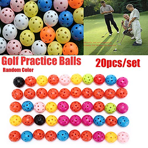 Deyan 20 Piezas Bolas de Entrenamiento de Golf Coloridas Bolas de práctica de Golf Flujo de Aire Bolas de plástico Huecas para Actividades Deportivas al Aire Libre de Swing Interior