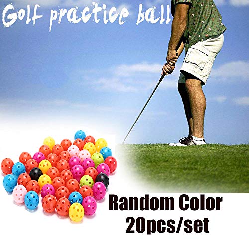 Deyan 20 Piezas Bolas de Entrenamiento de Golf Coloridas Bolas de práctica de Golf Flujo de Aire Bolas de plástico Huecas para Actividades Deportivas al Aire Libre de Swing Interior