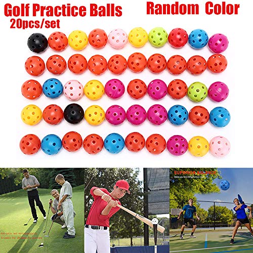 Deyan 20 Piezas Bolas de Entrenamiento de Golf Coloridas Bolas de práctica de Golf Flujo de Aire Bolas de plástico Huecas para Actividades Deportivas al Aire Libre de Swing Interior