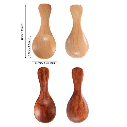 DEZHI 20 Piezas Cucharas pequeñas de Madera Mini condimentos Azúcar Condimento Sal Miel Cucharita Café Té Mermelada MoDEZHIza Helado Cucharas de Madera