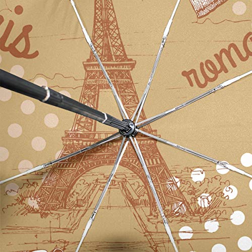 DEZIRO Paris Torre Eiffel para Tartas, diseño de Grunge para el Aire Libre, Paraguas, Auto Abierto, Resistente al Viento, Resistente al Agua