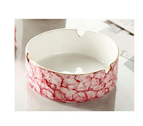 Dfhbvbwuiuefboja El Hotel Restaurante del Hotel casa Minimalista Hueso Circular de Porcelana Blanca cenicero de Oro Stroke 9 * 3.5cm (Color : Pink)