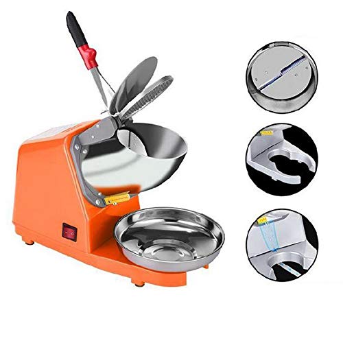 DGYAXIN Fabricadora De Hielo, Trituradora Y Picadora Hielo 85 Kg/H Barra Acero Inoxidable Roto Pequeña Tienda Bebidas Frías Caseras Máquina Batidos Postres,Naranja,Double Knife