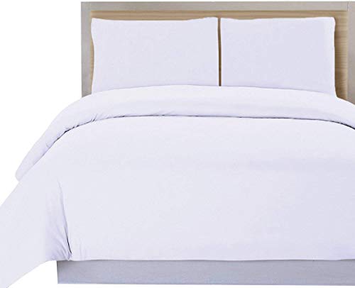 DHestia Hostelería - Juego 3 Piezas Funda Nórdica Blanca Hotel, Sábana Bajera, Funda Almohada. 50% Algodón 50% Poliéster (Cama 90x190/200 cm)