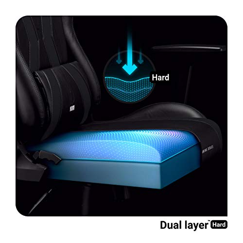 Diablo X-Horn Silla Gaming Oficina Gamer Apoyabrazos 3D Cojín Ajustable Diseño Ergonómico Cuero Sintético Función de Inclinación (Negro-Negro, Normal)