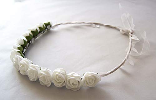 Diadema corona de comunión con flores blancas. Envío GRATIS