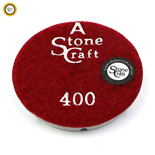 Diamante Almohadilla de Pulido Stonecraft para pulir suelos de 80 mm, granulado #400 para hormigón, mármol, granito y piedra. (Granulado #400)