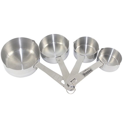 Dianoo 4PCS taza de medir, de lujo acero inoxidable medición vaso conjunto, un conjunto de 4 (plata)