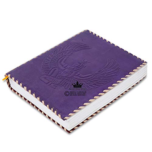 Diario de cuero A5 Diosa Isis hecho a mano Diario de viaje con papel sin forro para escribir y hacer bocetos, regalo para hombres y mujeres, color morado