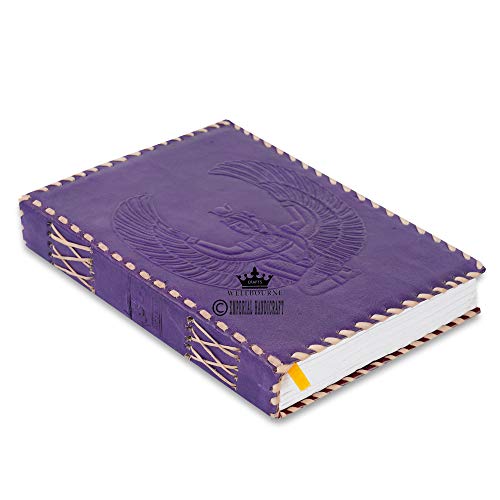 Diario de cuero A5 Diosa Isis hecho a mano Diario de viaje con papel sin forro para escribir y hacer bocetos, regalo para hombres y mujeres, color morado